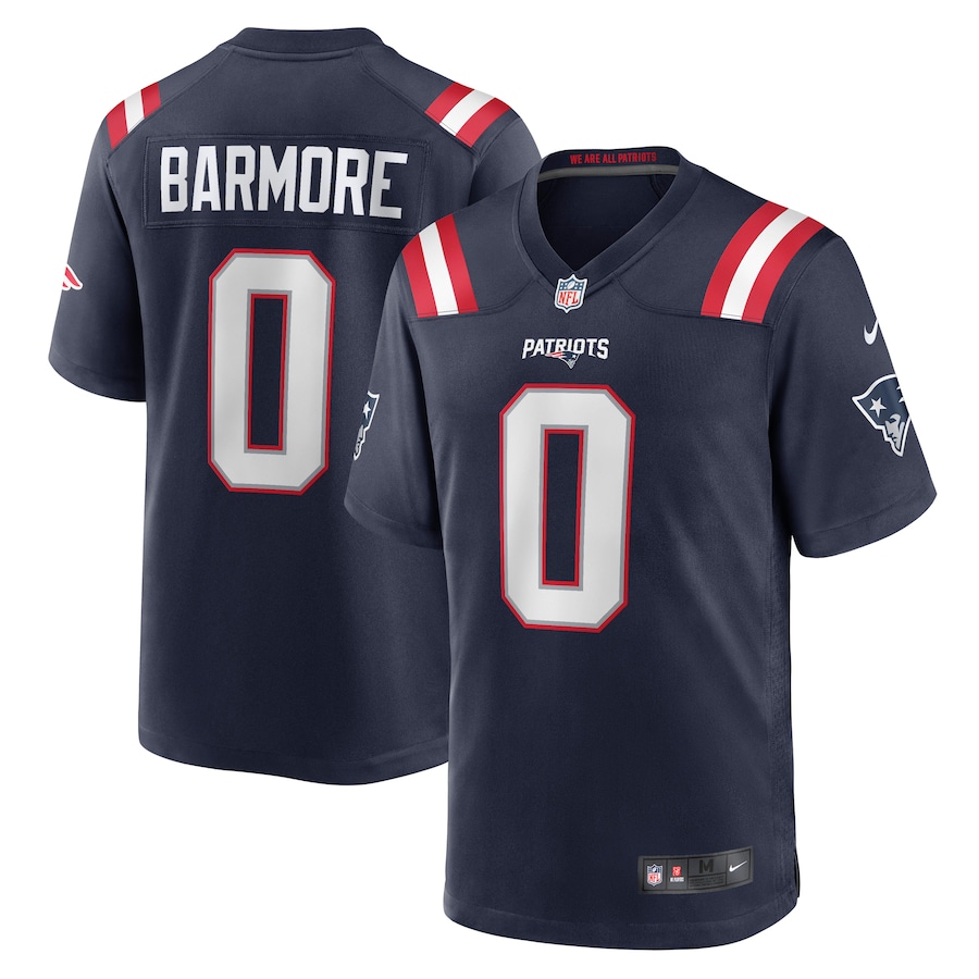 Mens New England Patriots #0 Christian Barmore Nike Navy 2021 NFL Draft Pick Player Game Jersey